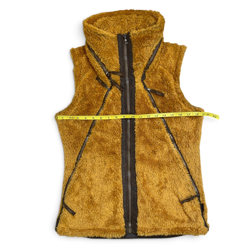 Kuhl Flight Vest M Gold Mustard High Pile Italian Fleece Sherpa Hooded Gilet - Picture 15 of 16